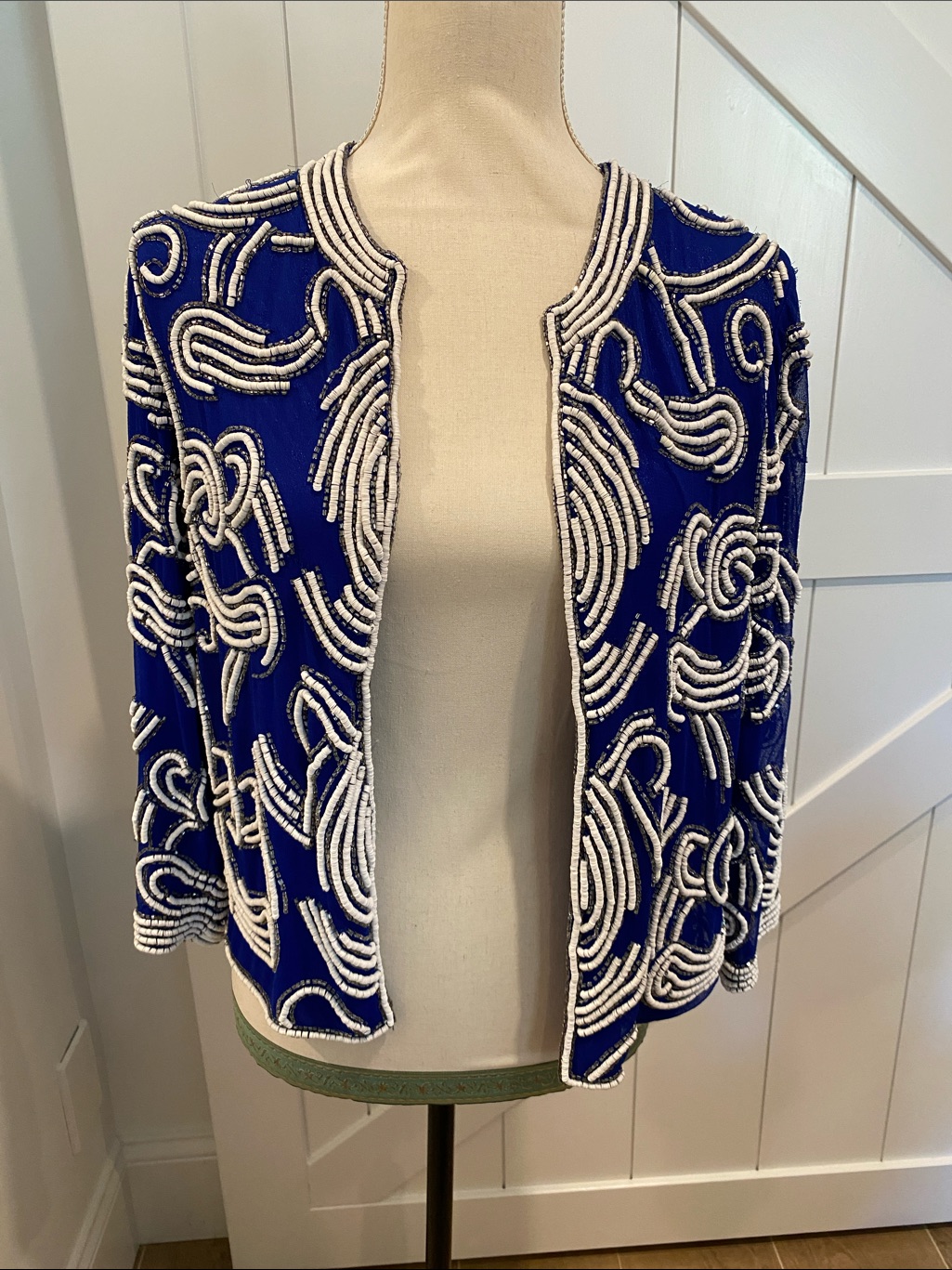 Yumi Kim Royal Blue Open Beaded Evening Jacket